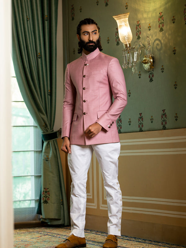 Buy Peach Linen Bandhgala For Men by Rohit Kamra Jaipur Online at Aza  Fashions.